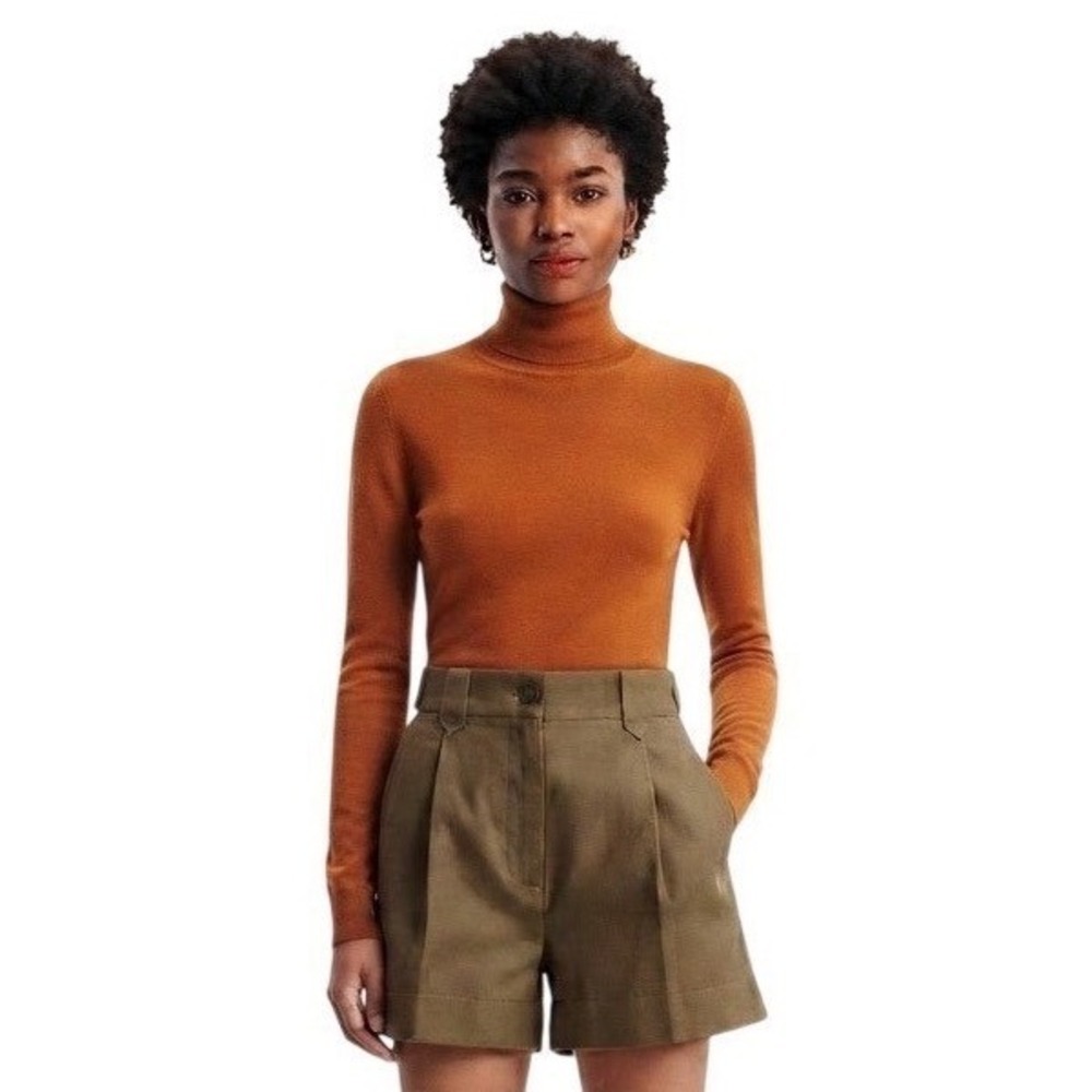 H&M Pleated Shorts Olive Green High Waisted Dark Academia Minimalist Fall Size 4